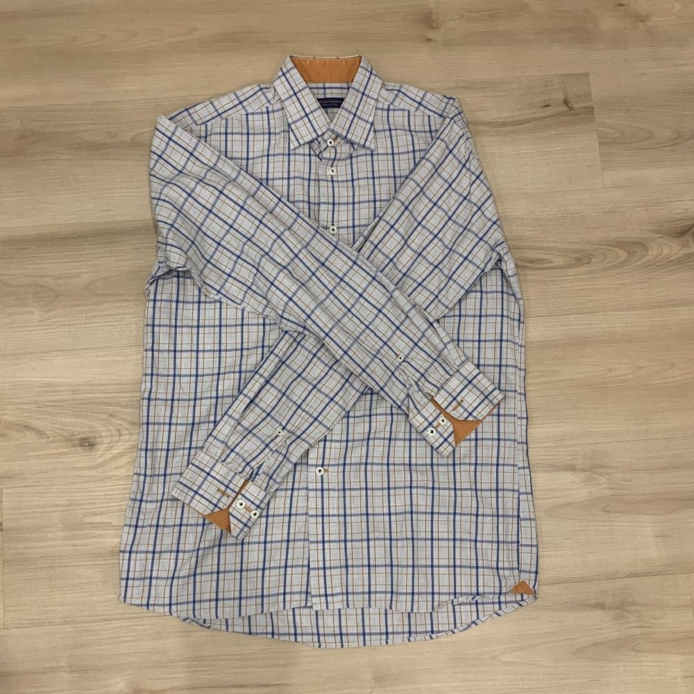 Stefano Barbera Size M Long Sleeve Dress Shirt Made In Italy Plaid